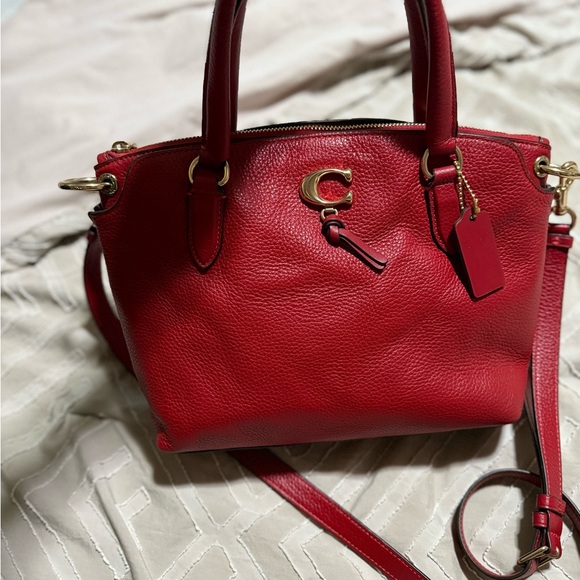 Coach Cherry Red Leather Satchel - Picture 12 of 14